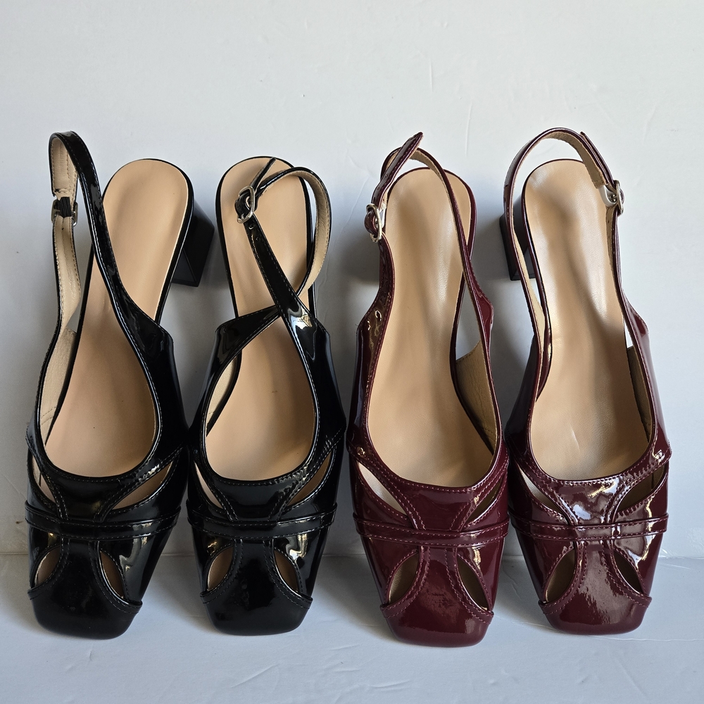 Duo Elegant Black and Burgundy Slingback Size 41 Two Pairs